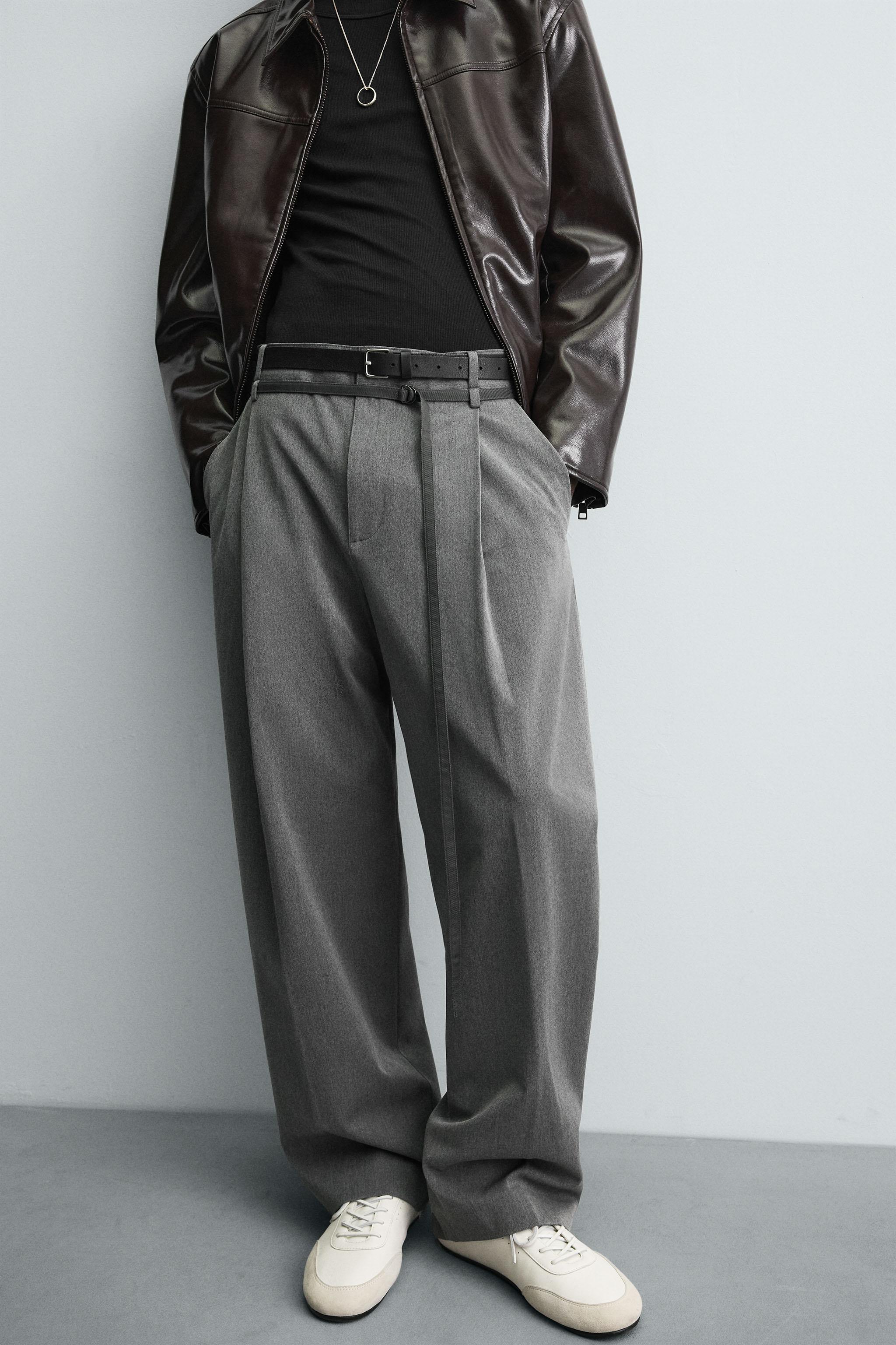 BALLOON PLEATED BELTED PANTS